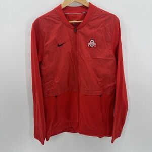Nike Ohio State Buckeyes‎ Windbreaker Rain Jacket Mens Size Medium Red Vented M